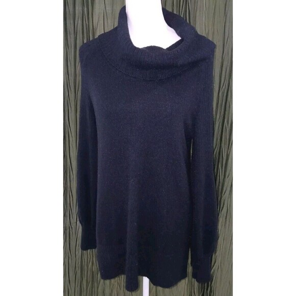 Anthropologie Paloma Tunic Sweater Size Small Black Cowl Neck - Picture 1 of 8